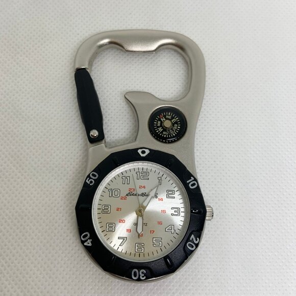 Eddie Bauer Est 1920 black silver Tone Quartz Analog Men Carabine Watch running - Picture 1 of 5
